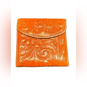 Patricia Nash Tooled Leather Frame Bi-fold Wallet Cognac RFID